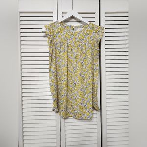 LOFT Floral Yellow Sleeveless Blouse, Size XS